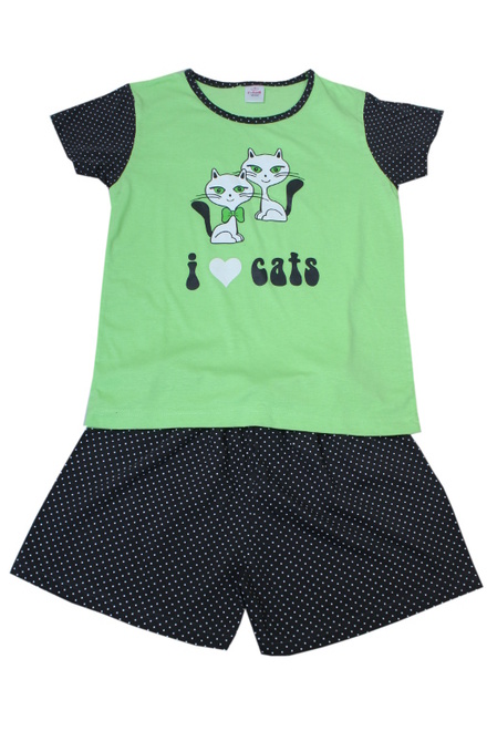 Katzie - dívčí pyžamo zelená velikost: 7-8 let
