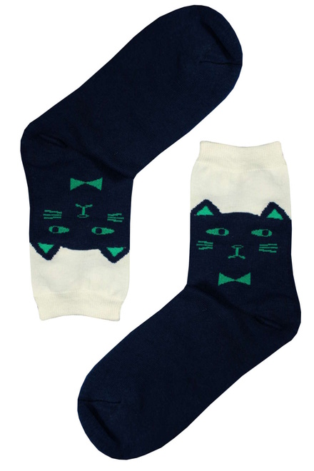 Veselé ponožky kočka modrá velikost: 38-41