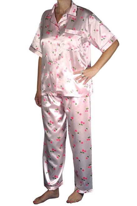Abelia Rose saténové pyžamo s krátkým rukávem