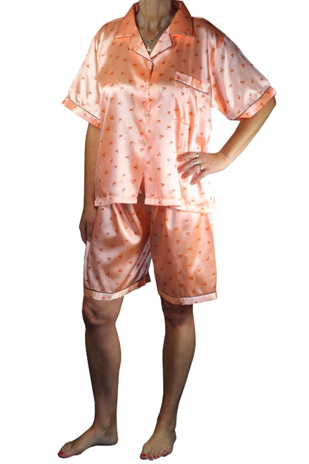 Elena Max Orange saténové pyžamo s kraťasy
