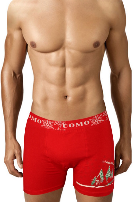 Uomo Boxer - prádlo s motivem sněhových vloček červená velikost: M