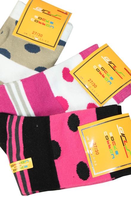 Girls Cotton ponožky - 3bal MIX velikost: 1-2 roky