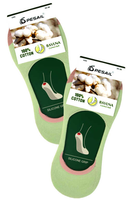 Skryté dámské ponožky Silicon Grip světle zelená velikost: 35-38