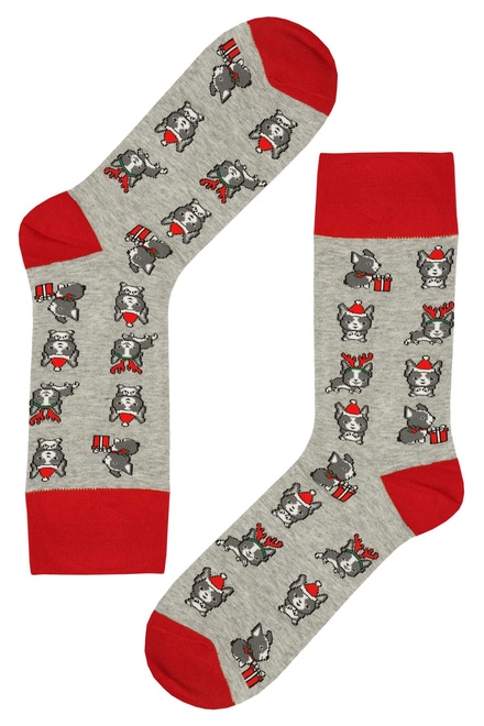 Pánské veselé ponožky AuraVia Vánoční pejsci