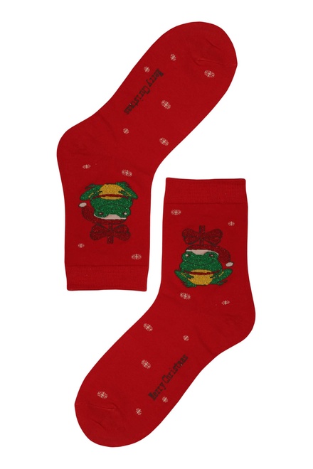 Vánoční veselé ponožky s žabáčkem