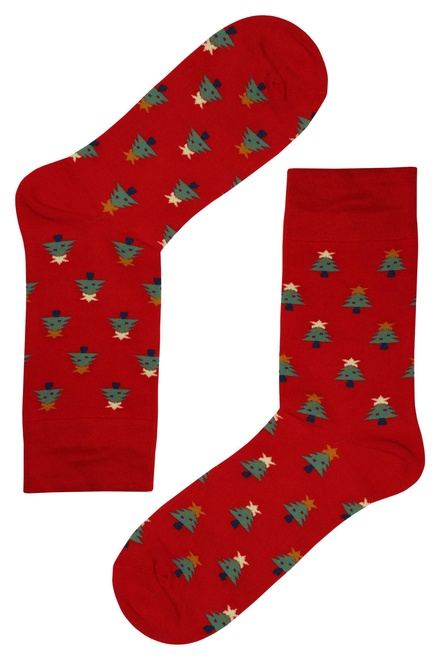 Pánské veselé ponožky s vánočními stromečky