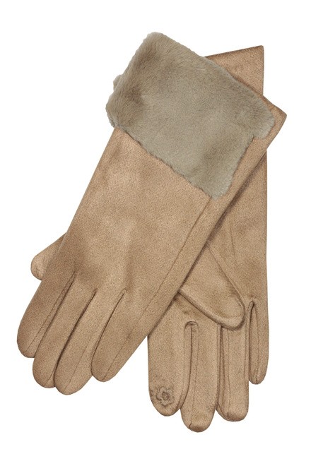 Elena Beige dámské rukavice s kožešinou