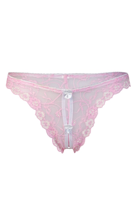 Selin crotchless erotická tanga - prostřihy světle růžová velikost: XL