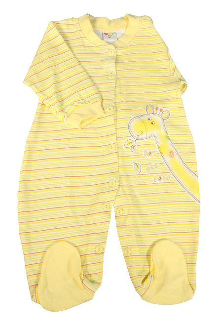 Baby Yellow proužkovaný dětský overal žlutá velikost: 0-3 měs