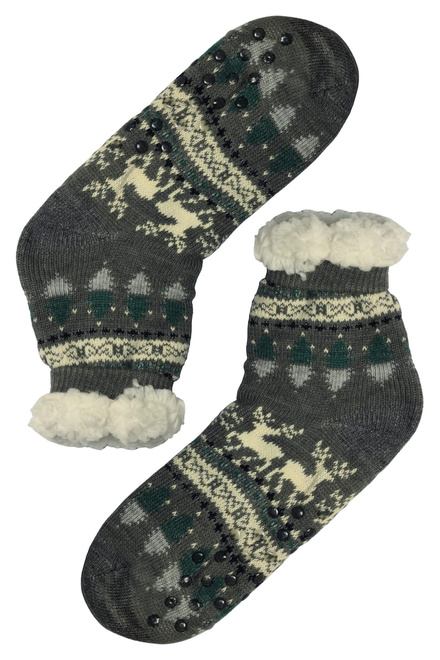 Norský vzor šedé ponožky s beránkem 1133