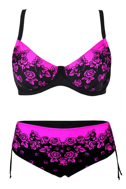 Pink Rose dvoudílné plavky pro plnoštíhlé černá velikost: 3XL