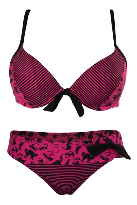 Pink Cat dvojdílné plavky s kosticí S291